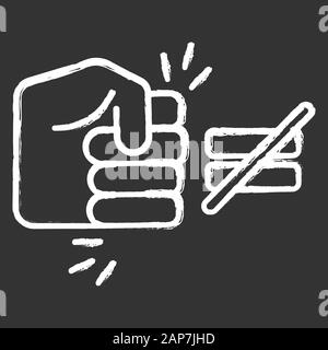 Fight ineaquality chalk icons set. Stop abuse, harassment, bullying. Fist punching sign. Toxic relationship. Injustice, sexism. Human rights violation Stock Vector