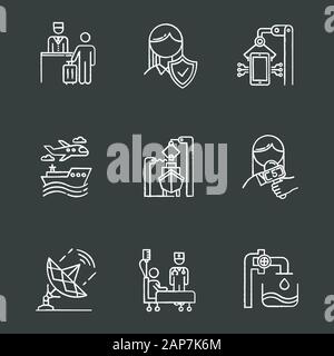 Industry types chalk icons set. Life insurance. Hospitality industry. Electronics production. Transport, shipbuilding. News, media. Healthcare. Steel Stock Vector
