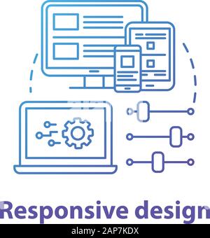 Responsive design concept icon. Mobile software interface development idea thin line illustration. Creative app graphics for better user experience. V Stock Vector