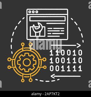 System testing chalk concept icon. Software development stage idea thin line illustration. Application perfomance verification. IT project managment i Stock Vector