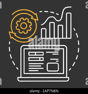 Alpha testing chalk concept icon. Software development stage idea thin line illustration. Application perfomance verification. IT project managment id Stock Vector