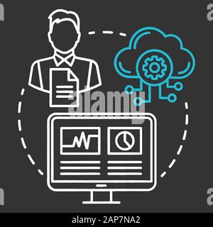 Test environment specialist chalk concept icon. Software development idea thin line illustration. App programming professional. IT project management Stock Vector