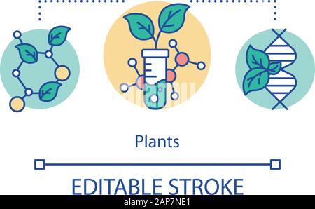 Plants concept icon. Artificial selection of signs. Breeding new varieties. Genetic engineering. Biotechnology idea thin line illustration. Vector iso Stock Vector