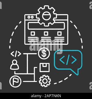 Smoke testing chalk concept icon. Software development stage idea thin line illustration. Build verification testing. Application programming. IT proj Stock Vector