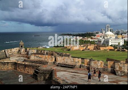 San Juan is world renowned for its colorful homes, winding cobblestone streets, and many historic sites dating to the colonial era Stock Photo