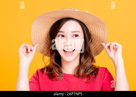 closeup happy young asian woman  face Stock Photo