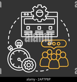 Beta testing chalk concept icon. Software development stage idea thin line illustration. Application perfomance verification. IT project managment ide Stock Vector