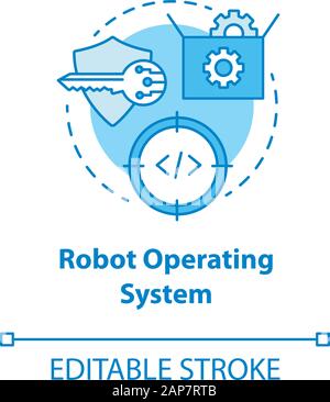 Robot operating system blue concept icon. Robotics secured software ...