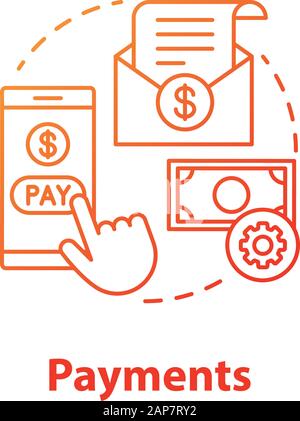 Payments concept icon. Pay online idea thin line illustration. E billing. Financial management app. Expenses tracker application. Internet banking tra Stock Vector