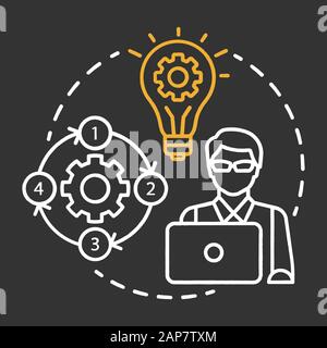 Test architects chalk concept icon. Software development idea thin line illustration. App programming. IT project managment. Senior testing profession Stock Vector