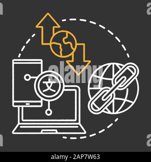 Localization testing chalk concept icon. Software development stage idea thin line illustration. Application programming, IT project. Customizing app Stock Vector