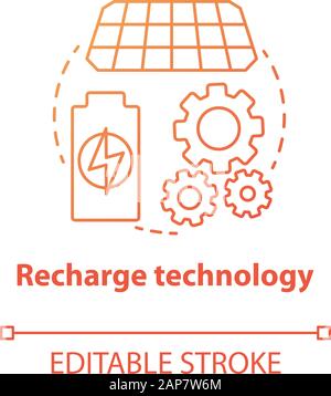 Recharge technology concept icon. Sun batteries idea thin line ...