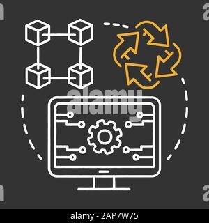 Reliability testing chalk concept icon. Software development idea thin line illustration. Application programming. Failure-free perfomance. IT project Stock Vector