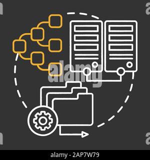 Volume testing chalk concept icon. Software development stage idea thin line illustration. Analyze system perfomance. Data increase. Flood testing ide Stock Vector