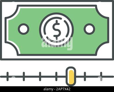 Cash advance green color icon. Increasing budget graph report. Budget growing. Finances managment. Smart investment with percentage gain. Economy, bus Stock Vector
