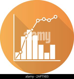 Pareto curve orange flat design long shadow glyph icon. Information chart and graph. 80-20 rule visualization. Social wealth distribution presentation Stock Vector