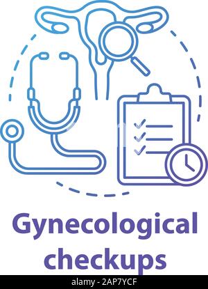 Gynecological checkups blue gradient concept icon. Medical examining idea thin line illustration. Female reproductive system. Women healthcare. Doctor Stock Vector