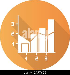 Mixed chart orange flat design long shadow glyph icon. Vertical histogram with linear elements. Information chart. Graph business presentation. Diagra Stock Vector