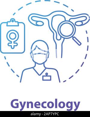 Gynecology blue gradient concept icon. Women healthcare idea thin line illustration. Gynaecologist, doctor. Female reproductive system, fertility, ana Stock Vector