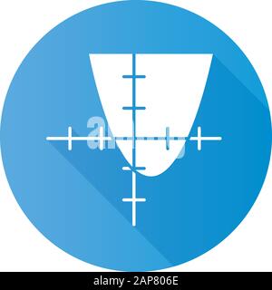 Function graph blue flat design long shadow glyph icon. Curve chart with increasing section and segmented bar. Trigonometry. Growing statistics. Infor Stock Vector