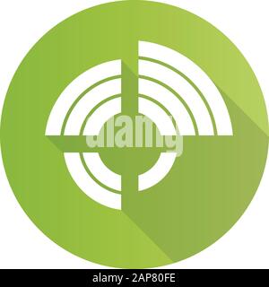 Radial diagram green flat design long shadow glyph icon. Radar diagram. Multivariate data presentation. Statistics. Spider chart. Info value extend fr Stock Vector