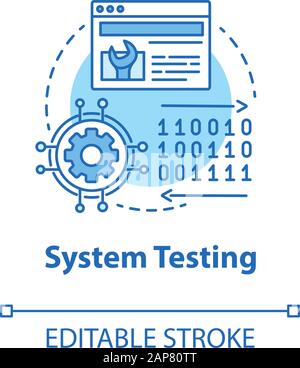 System testing turquoise concept icon. Software development stage idea thin line illustration. App perfomance verification. IT project managment. Vect Stock Vector
