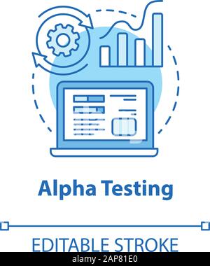 Alpha testing turquoise concept icon. Software development stage idea thin line illustration. App perfomance verification. IT project managment. Vecto Stock Vector