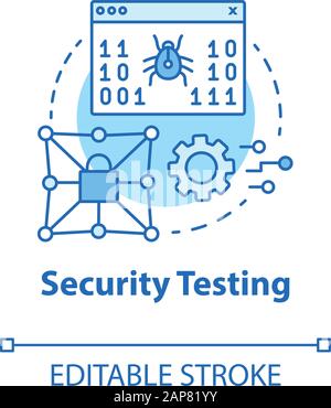 Security testing turquoise concept icon. Software development stage idea thin line illustration. Safety ensurance. App programming. Privacy protection Stock Vector