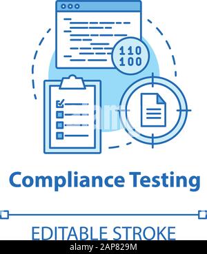 Compliance testing turquoise concept icon. Software development stage idea thin line illustration. Conformance testing. App programming. System check. Stock Vector
