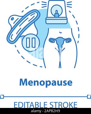 Menopause concept icon. Climacteric idea thin line illustration. Female fertility, women health, gynecology. Reproductive system. Menstrual hygiene. V Stock Vector
