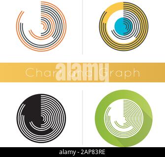 Polar watch icon. Information collection chart. Progress Research presentation. Business report visualization. Marketing, economy. Flat design, linear Stock Vector