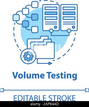 Volume testing turquoise concept icon. Software development stage idea thin line illustration. Analyze system perfomance. Data increase. Flood testing Stock Vector
