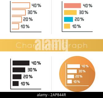 Horizontal histogram icon. Rising interest rate chart. Increasing graph bars. Diagram. Economical report. Business strategy. Flat design, linear and c Stock Vector