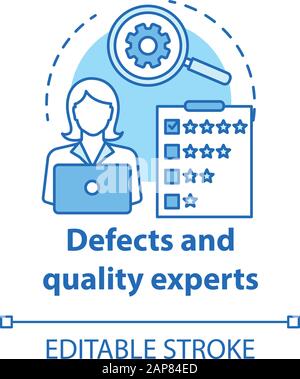 Defects and quality experts turquoise concept icon. Software development idea thin line illustration. Application programming. IT project management. Stock Vector