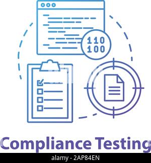 Compliance testing concept icon. Software development stage idea thin line illustration. Conformance testing. Application programming. System check. V Stock Vector