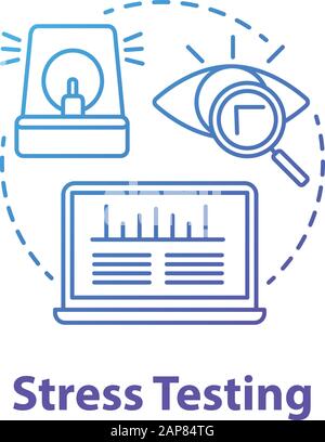 Stress testing concept icon. Software development stage idea thin line illustration. Application stability and reliability verification. IT project. V Stock Vector