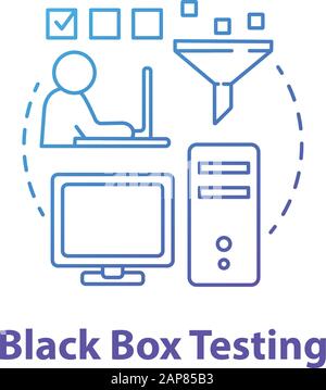 Black box testing concept icon. Software development stage idea thin line illustration. Behavioral testing. Application program functions verification Stock Vector