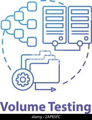 Volume testing concept icon. Software development stage idea thin line illustration. Analyze system perfomance. Data increase. Flood testing. App codi Stock Vector