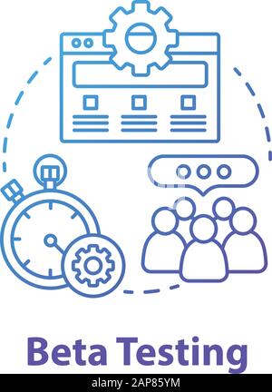 Beta testing concept icon. Software development stage idea thin line illustration. Application perfomance verification. IT project managment. App codi Stock Vector
