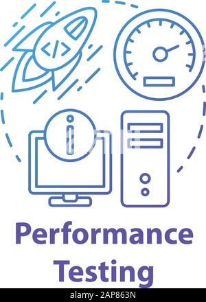 Perfomance testing concept icon. Software development idea thin line illustration. Application programming. App operation speed and workflow efficienc Stock Vector
