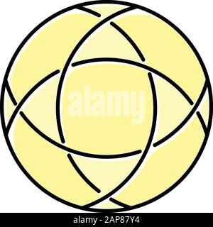 Closed polygonal curve color icon. Round geometric figure. Circle crossed with curves. Ornamental decorative element. Simple badge. Abstract shape. Is Stock Vector