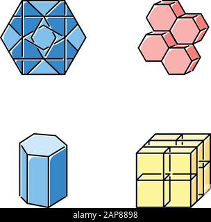 Combs color icon. Dimensional geometric figures. Complex decorative ...