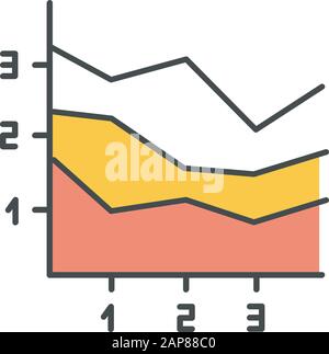 Area chart icon. Increasing graph with segments. Rising infographic ...