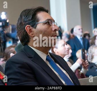 New York, NY - January 21, 2020: Israel Ambassador Danny Danon attends Opening of exhibition commemorating 75th anniversary of liberation of Auschwitz-Birkenau concentration camp at UN Headquarters Stock Photo