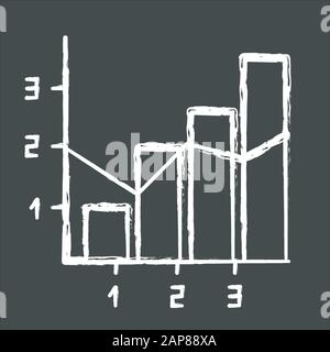 Mixed chart chalk icon. Vertical histogram with linear elements. Information chart. Graph business presentation. Diagram to present economical data. M Stock Vector