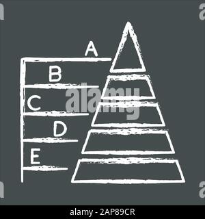 Pyramid graph chalk icon. Information hierarchy chart. Data connection presentation. Business model visualisation. Economic presentation. Financial re Stock Vector