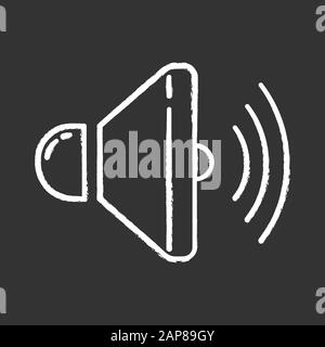 Sound speaker chalk icon. Volume control idea. Loudspeaker, megaphone. Modern stereo equipment. Sound signal tool, loud noise. Music dynamic regulatio Stock Vector