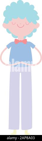 young man character cartoon with bowtie vector illustration Stock Vector