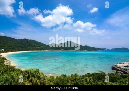 Tropical paradise landscape at Aharen Beach on Tokashiki Island in Okinawa, Japan Stock Photo