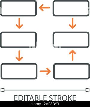 Connection diagram linear icon. Wiring chart. Progress stages. Network diagram. Closed cycle report. Thin line illustration. Contour symbol. Vector is Stock Vector